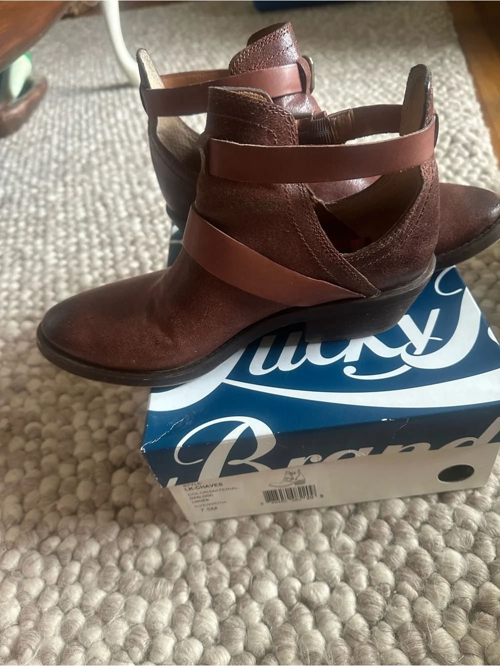 Lucky Brand Women's Rustic Brown Leather Buckle Ankle Boots